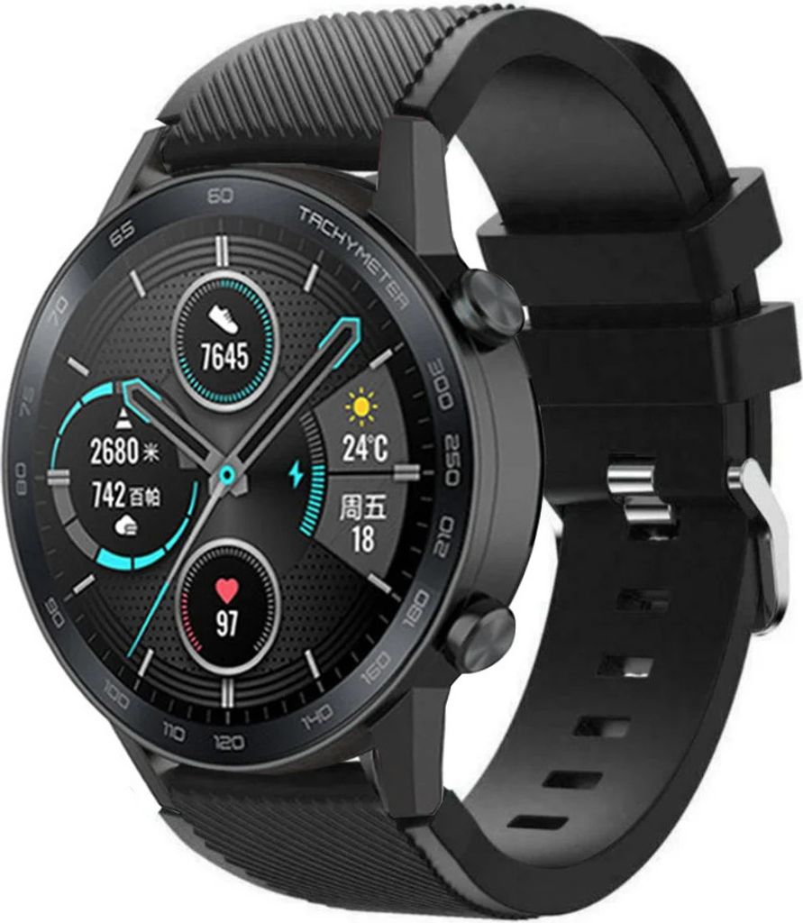 Strap-it Honor Magic Watch 2 Silikonarmband (Schwarz)
