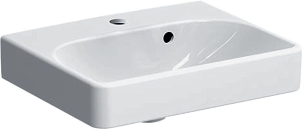 Geberit Smyle Square Handwaschbecken 500222, 45x36cm, mit Hahnloch und Überlauf asymmetrisch, 500.222.01.1