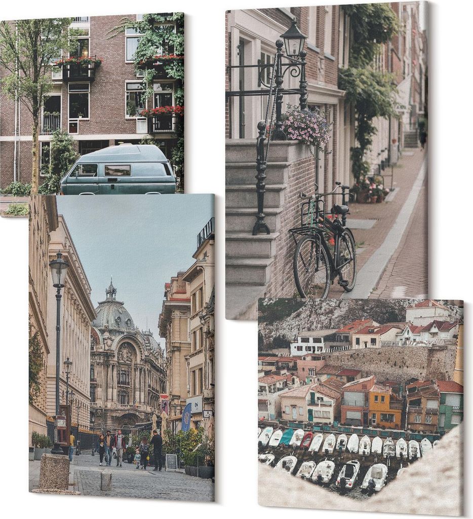 Wandbilder Leinwand 4-teilig – – Polycanvas Kunstdruck – Moderne Bilder für Wohnzimmer & Schlafzimmer – Aufhängefertig – 2x 40x40 cm + ...