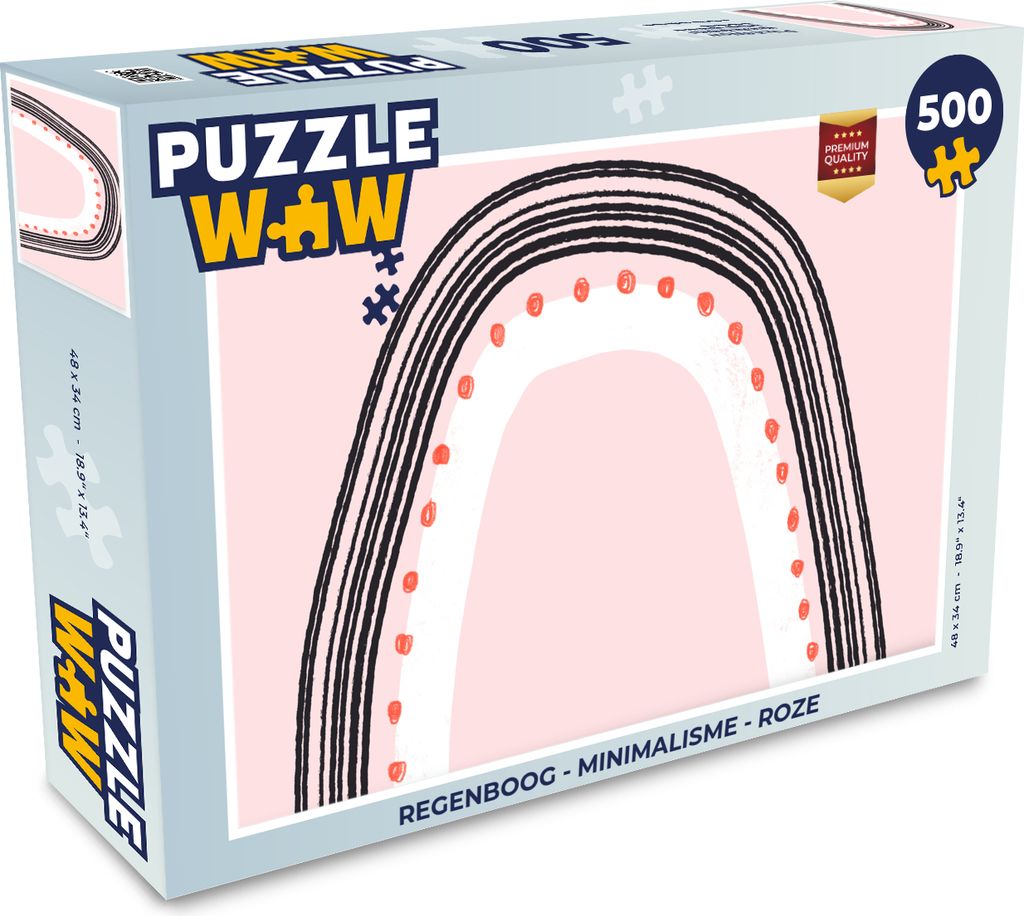 MuchoWow Puzzle 500 Teile Regenbogen - Minimalismus - Rosa - 500 Teile - Kinder - Selberbauen - Puzzlespiele