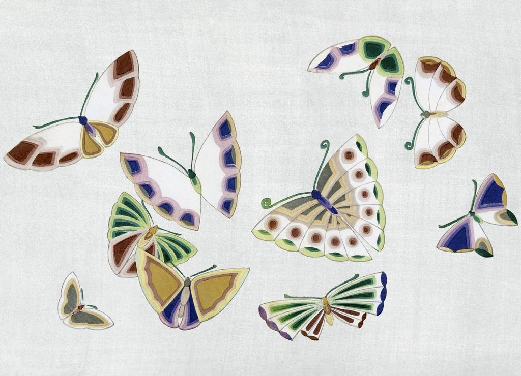 Plakat 18x13cm Schmetterling 16, Japanisches Vintage Sekka für das Wohnzimmer