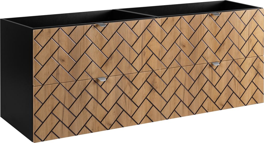 Badezimmerschrank, Eiche Craft mit goldener Griff, 160 x 57 x 46 cm