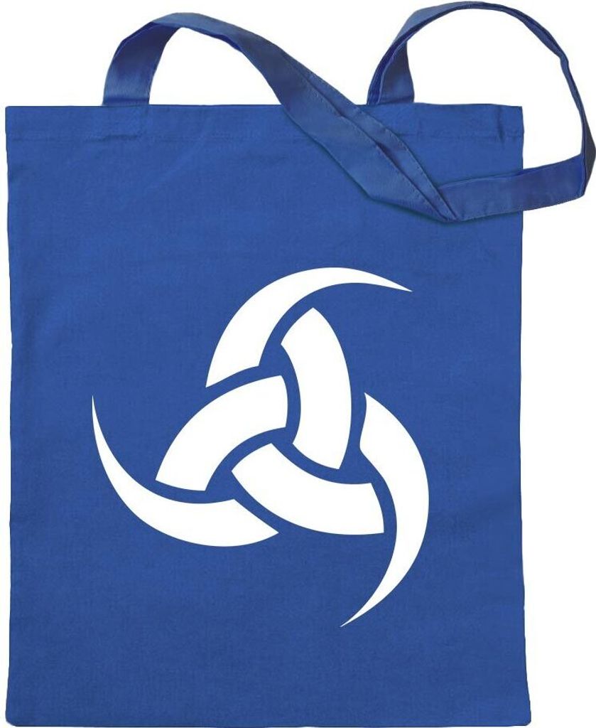 Kiwistar - Baumwolltasche - royalblau - Tripple Horn von Odin - Tragetasche Stoffbeutel Umhängetasche Langer Henkel