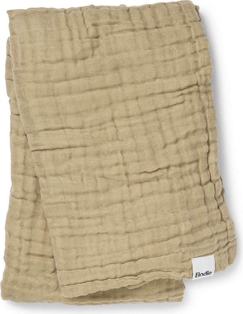 Elodie Details Crinkled Blanket - Pure Khaki 120 x 120 cm - 6 einzelne Lagen Stoff - 100% Baumwolle - waschbar bei 30°C - Babydecke