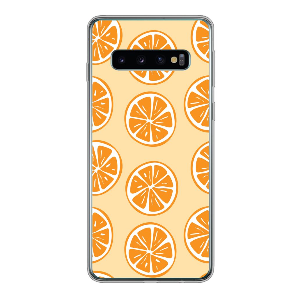 MuchoWow Handyhülle Schutzhülle Hülle für Samsung Galaxy S10 Obst - Orange - Tropisch Silikon Softcase Handy Hülle - Handytasche