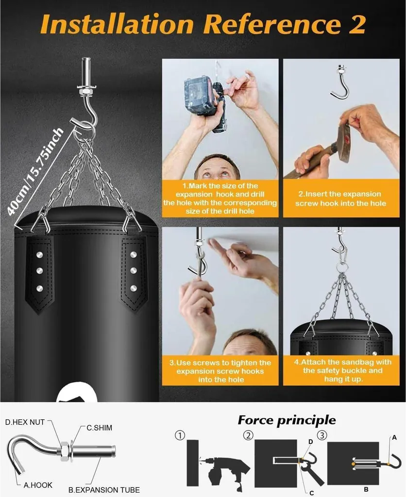 Sac de boxe debout 180cm sans fixation : la solution boxe sans trou - 8