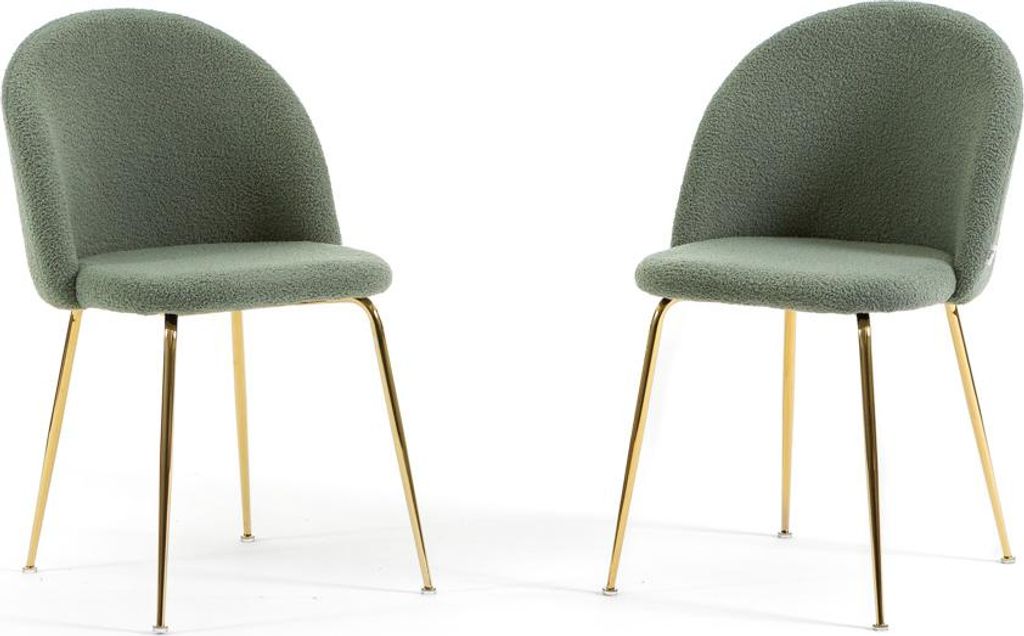 Set di 2 sedie da pranzo in tessuto teddy, imbottite con Immagine del prodotto 