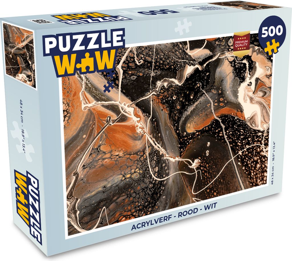MuchoWow Puzzle 500 Teile Acrylfarbe - Rot - Weiß - 500 Teile - Kinder - Selberbauen - Puzzlespiele