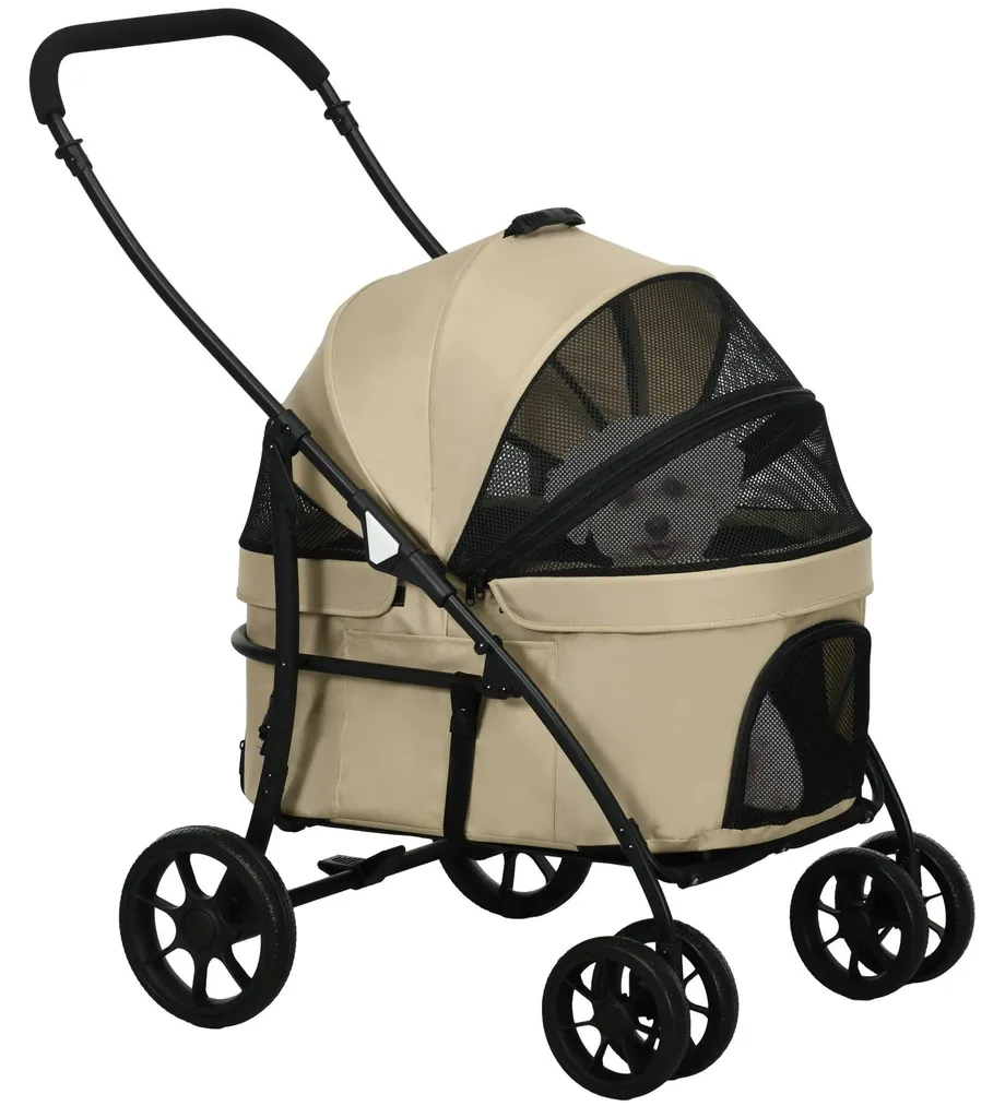 Box de transport pliable pour grand chien coloris Kaki 81x68x58 cm