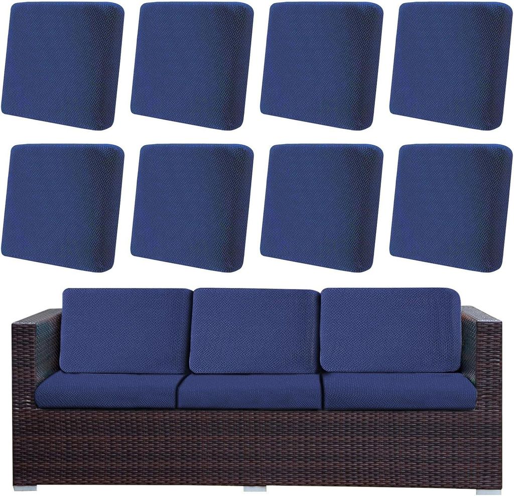 Outdoor Patio Sitzkissenbezug, Stretch Sofakissenbezüge Sofabezüge Abnehmbar Terrasse Gartenpolster Ersatzbezug für Rattan Ecksofa Terrassenmöb...