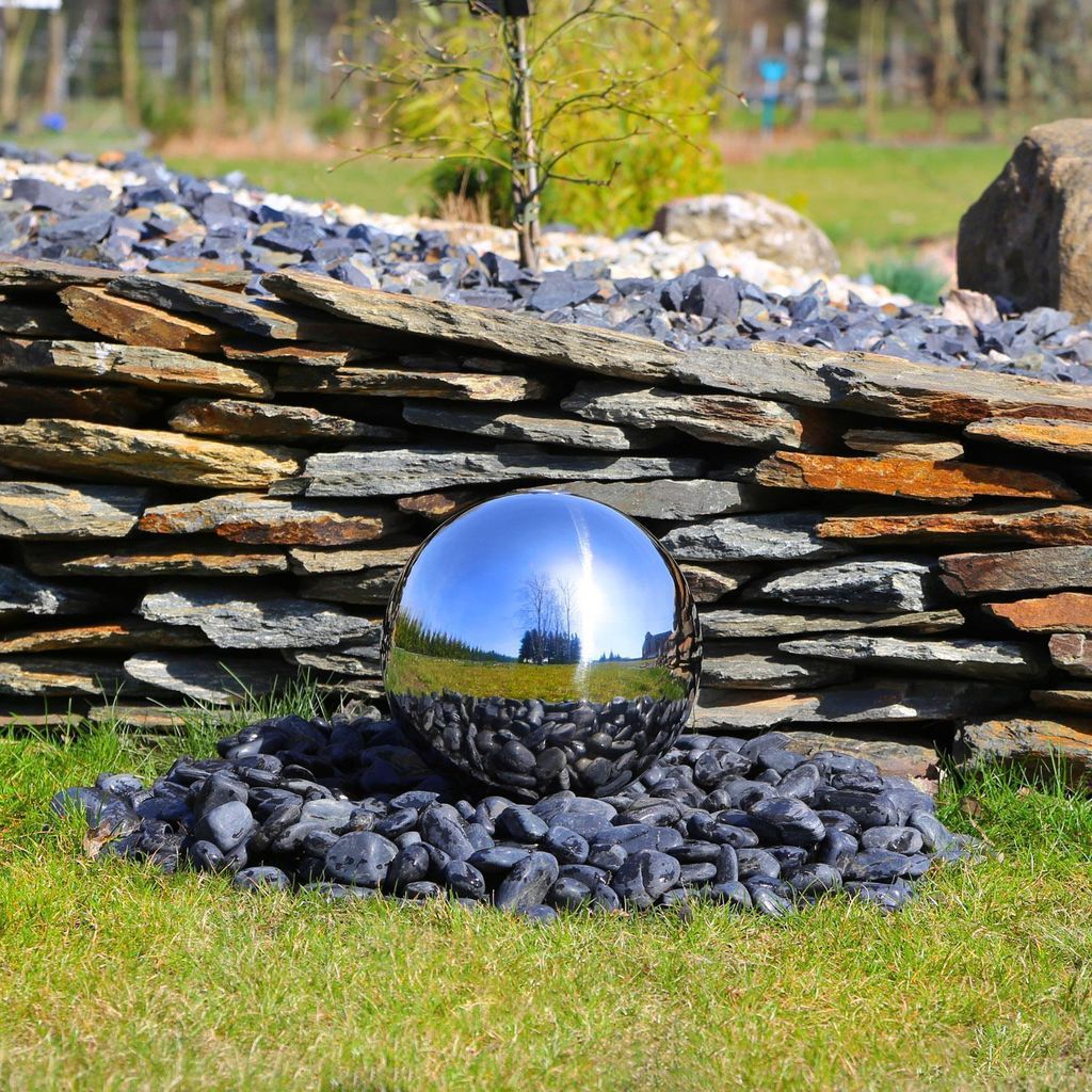 CLGarden Edelstahl Springbrunnen Kugel 20cm Ø poliert für Gartenbrunnen Kugelbrunnen Wasserspiel