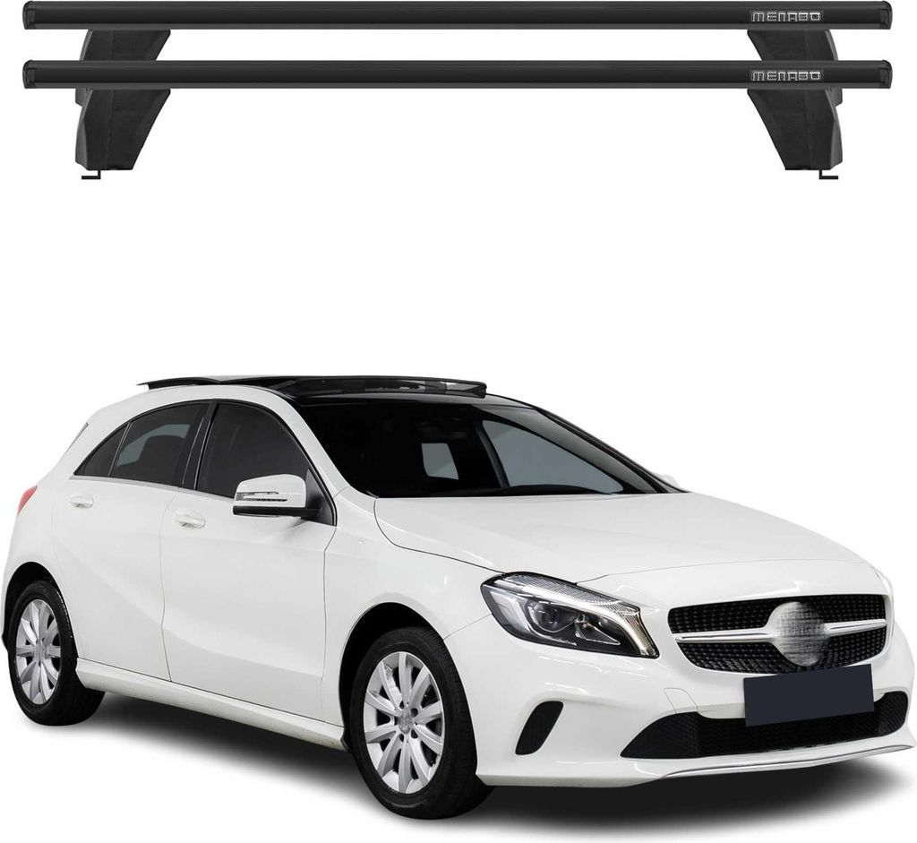 Menabo Dachträger für Mercedes A Klasse W176 2012-2018 75kg Alu Schwarz 2x