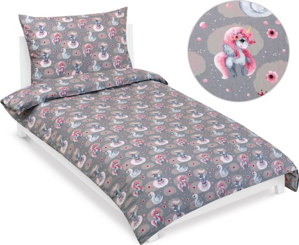 Baumwollbettwäsche junior - Grau,Rosa - 140x200, 70x90