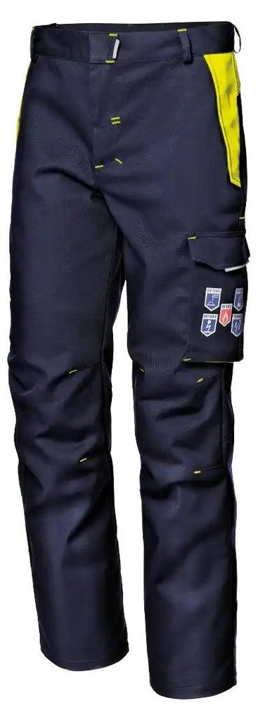 Sir Safety Polytech Stretch Herren Warnschutz-Arbeitshose flammhemmend antistatisch, 48, BLAU/NEONGELB