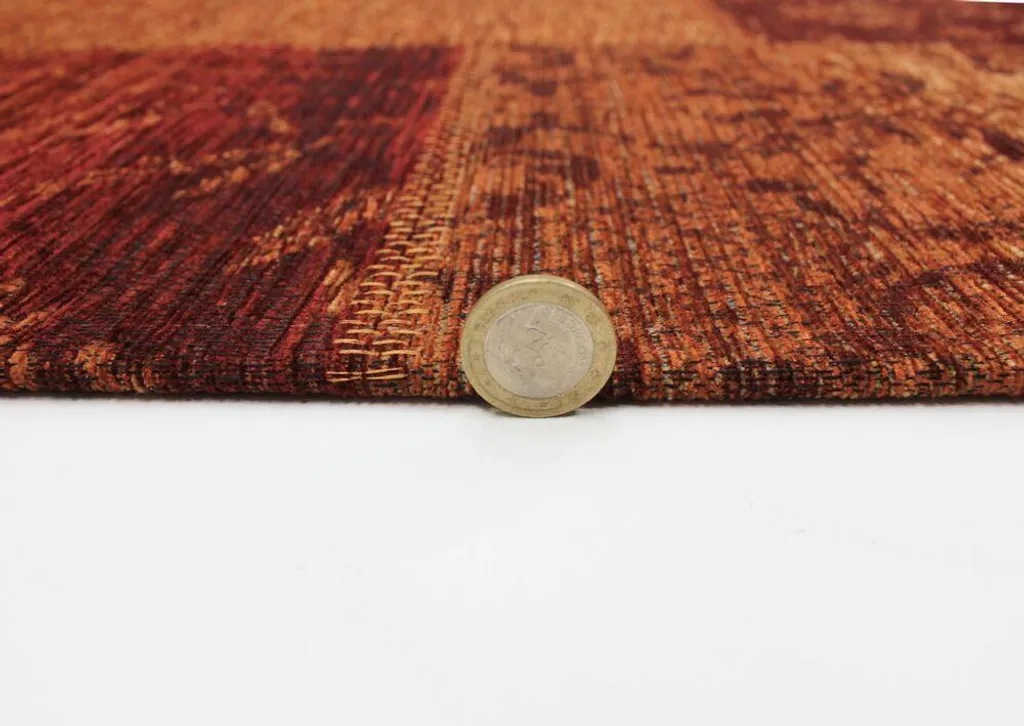 Tapis Chenille Doux Manhattan Patchwork Terracotta 120x170 Qualité - 5