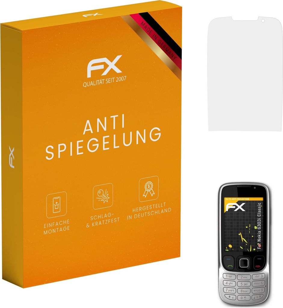 atFoliX FX-Antireflex 3x Schutzfolie kompatibel mit Nokia 6303i Classic Displayfolie