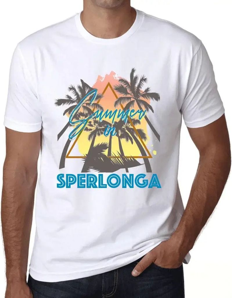 Herren Grafik T-Shirt Palme Sonnenschein Sommer in Sperlonga – Palm, Sunshine, Summer In Sperlonga – Öko-Verantwortlich Vintage Jahrgang Kurzarm