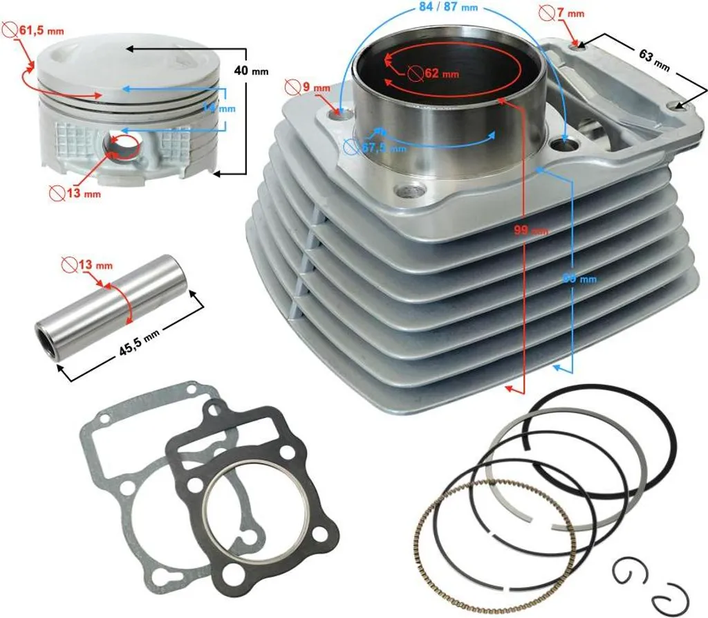 Cylindre Moretti pour Moto 4T CG 150cc 162FMI Axe 13mm Performance