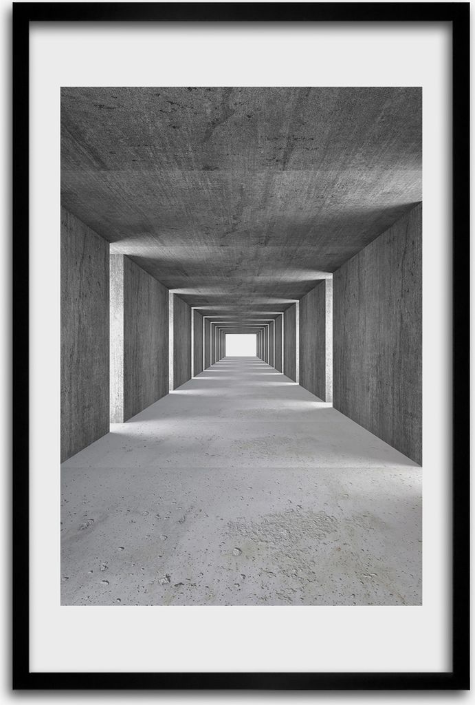 Bild - Bilderrahmen - 40 cm x 60 cm - MDF - Rahmen - Wandkunst - Konkreter Tunnel
