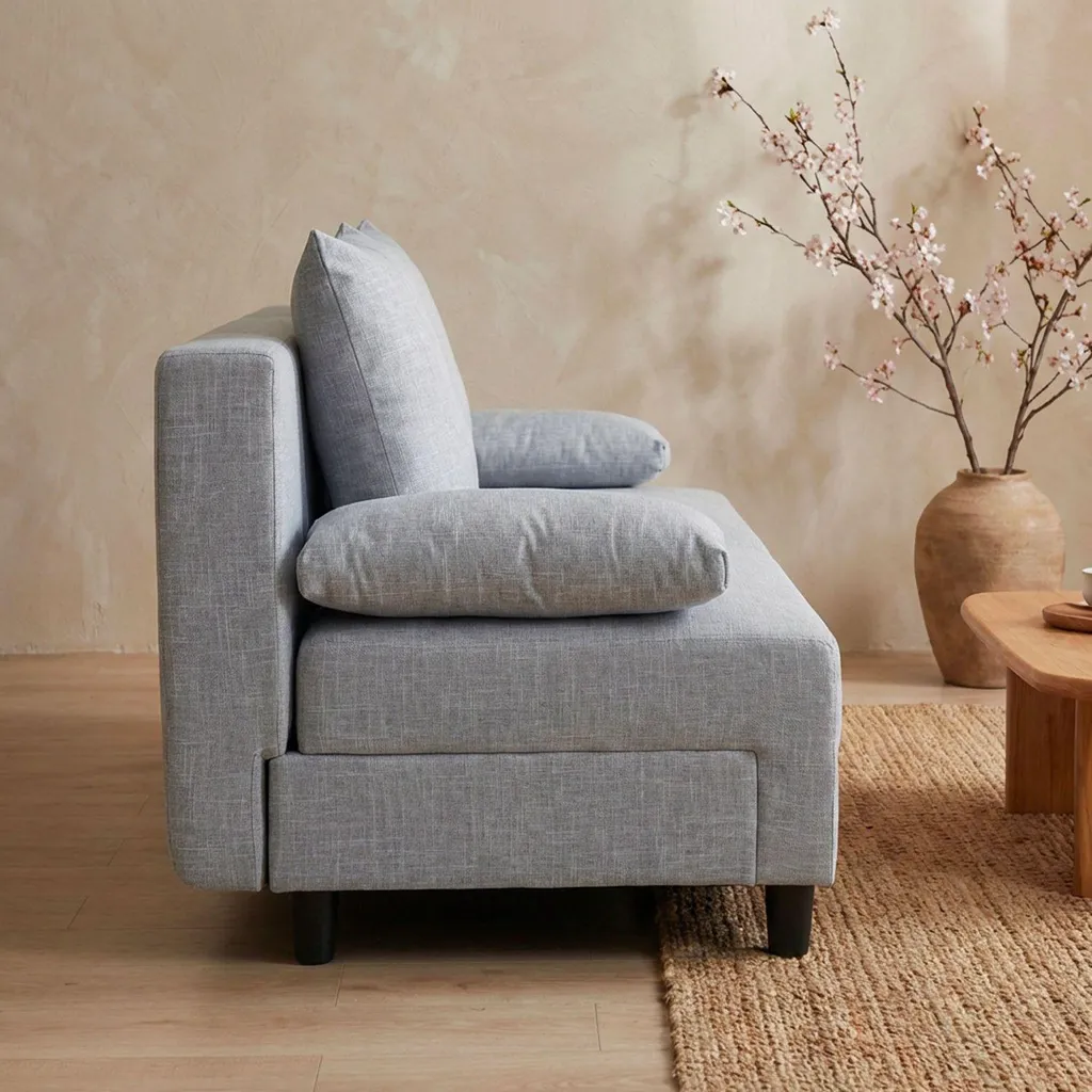 Canapé d'angle convertible Expression en tissu gris clair Menzzo - 6