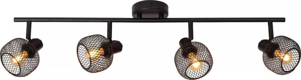 Plafonnier 4 spots orientables en métal noir 76 cm MAREN style Loft