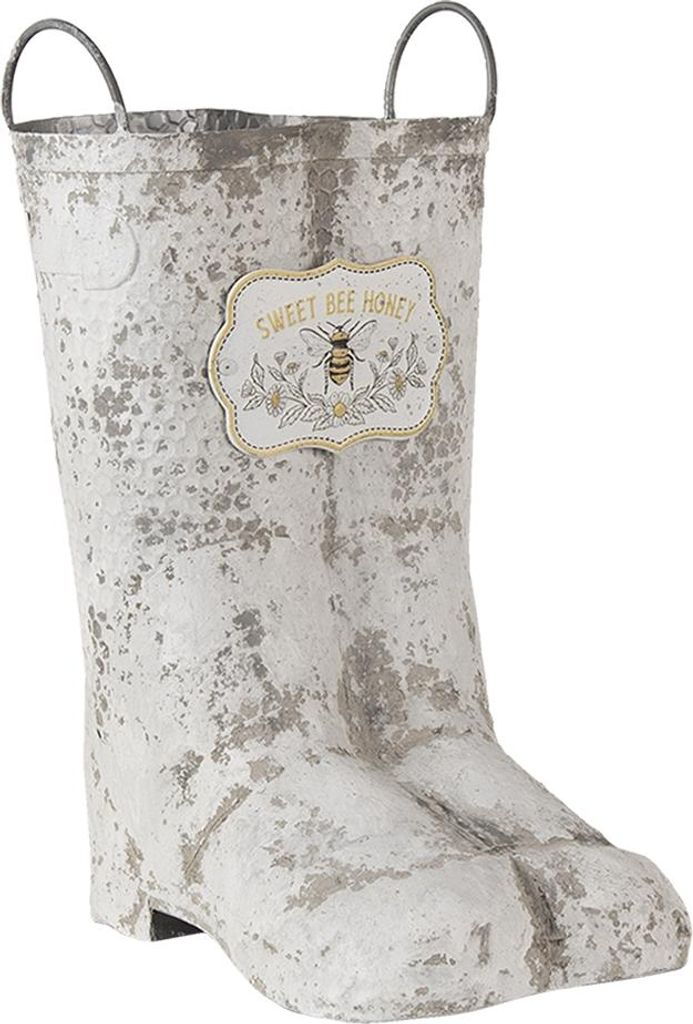 Clayre & Eef Pflanzenhalter Stiefel 18x24x31/35 cm Grau Metall