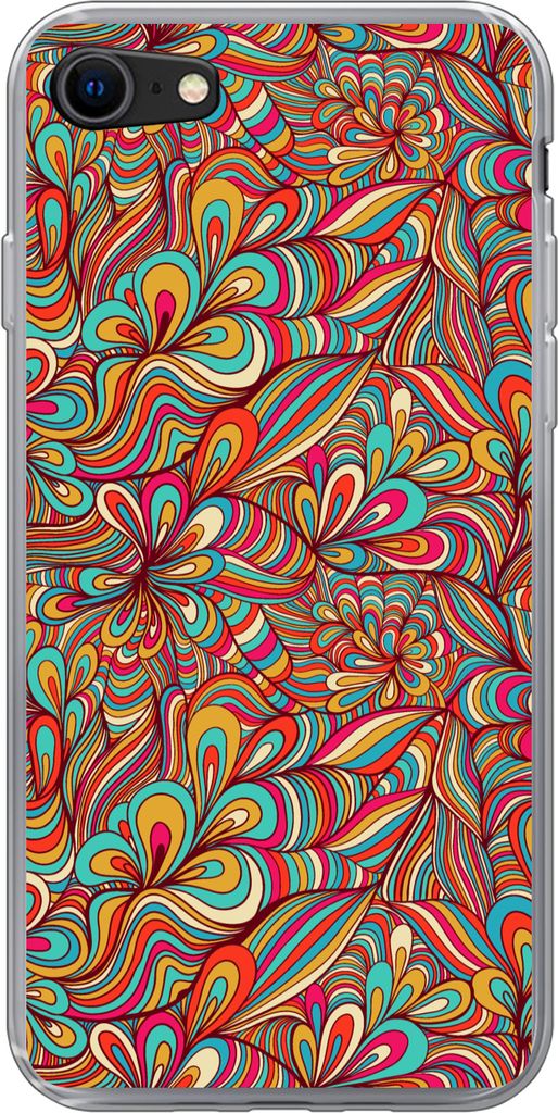 MuchoWow Handyhülle Schutzhülle Hülle für Telefoonhoesje iPhone 8 Design - 70er Jahre - Fantasie - Farbe Silikon Softcase Handy Hülle - Schu...