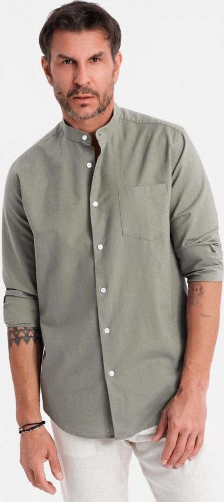 Ombre Clothing Langarmhemd für Männer Kobee khaki L