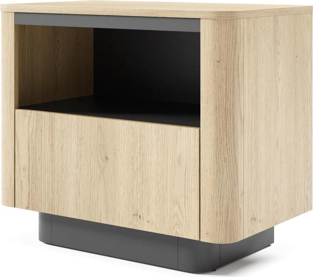 Petite Commode de Nuit Torro FURNLUX Chêne et Gris - Rangement 63x51 cm