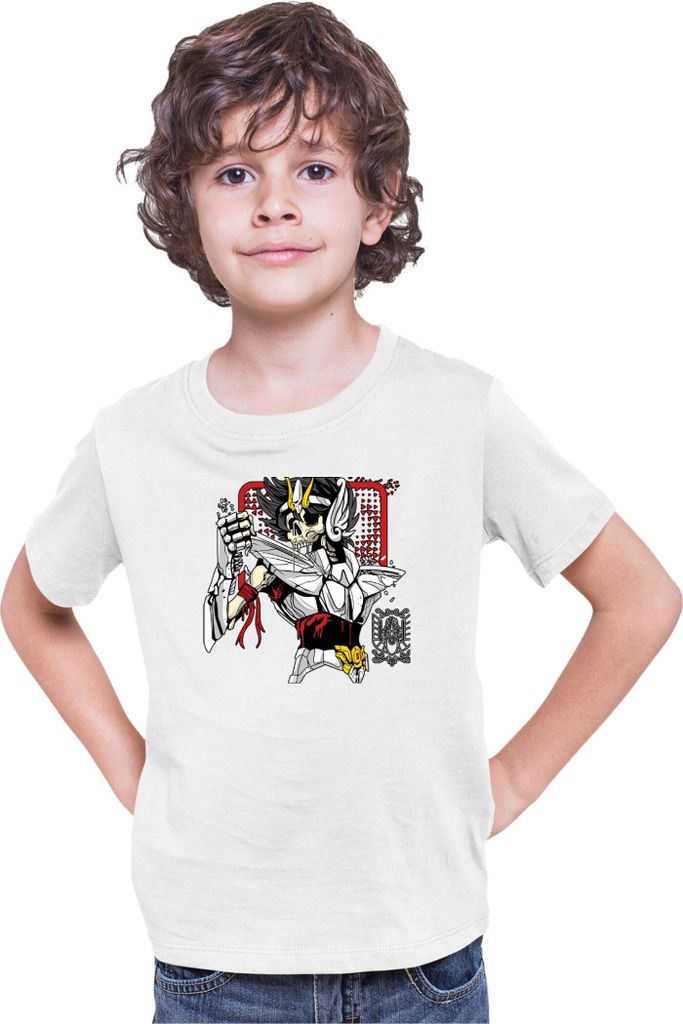 Kinder T-Shirt Japan Anime Manga Saint Anime Seiya Zombie Knight 01 Zombie Knight, 9-11 Jahr - 140 / Weiß