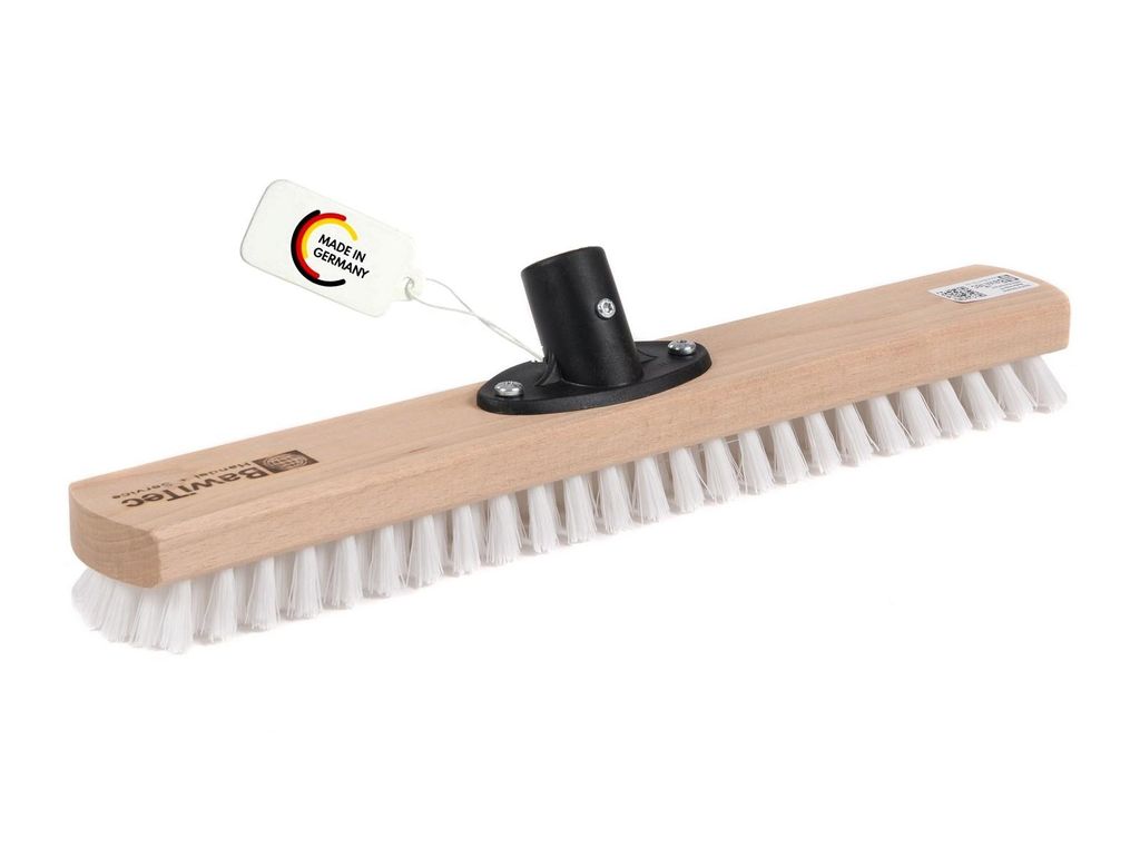 Allzweck Schrubber 40cm Breit QuickFix Stielhalter weiße ppn-Borsten Scheuerbürste Grossraumschrubber Bodenschrubber ohne Stiel Holzschrubber