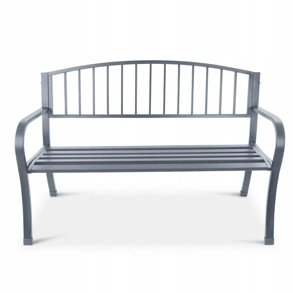 Banc de jardin métallique gris anti-rouille pour mobilier extérieur neuf