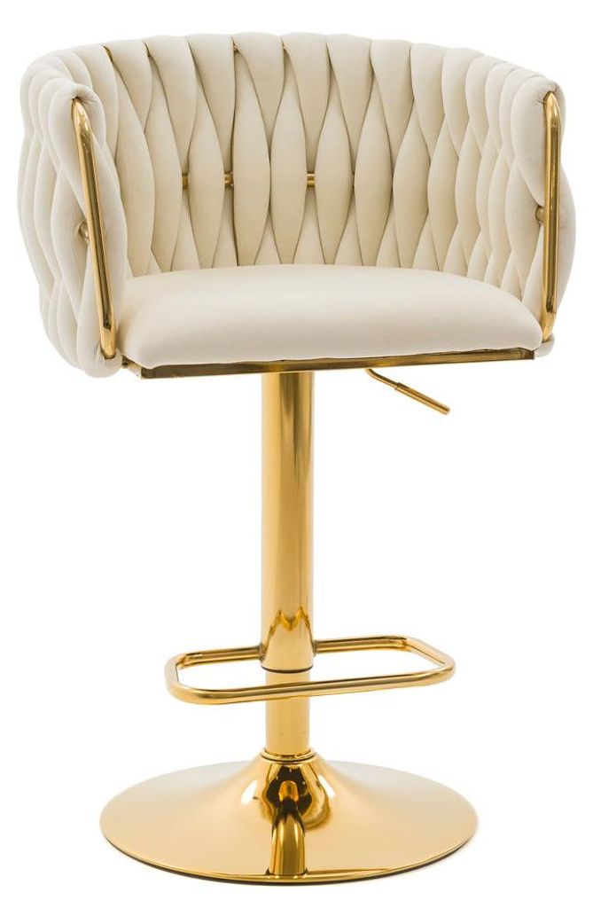 Geflochtener, gepolsterter Barhocker ROSA GOLD in Beige für Produktbild 