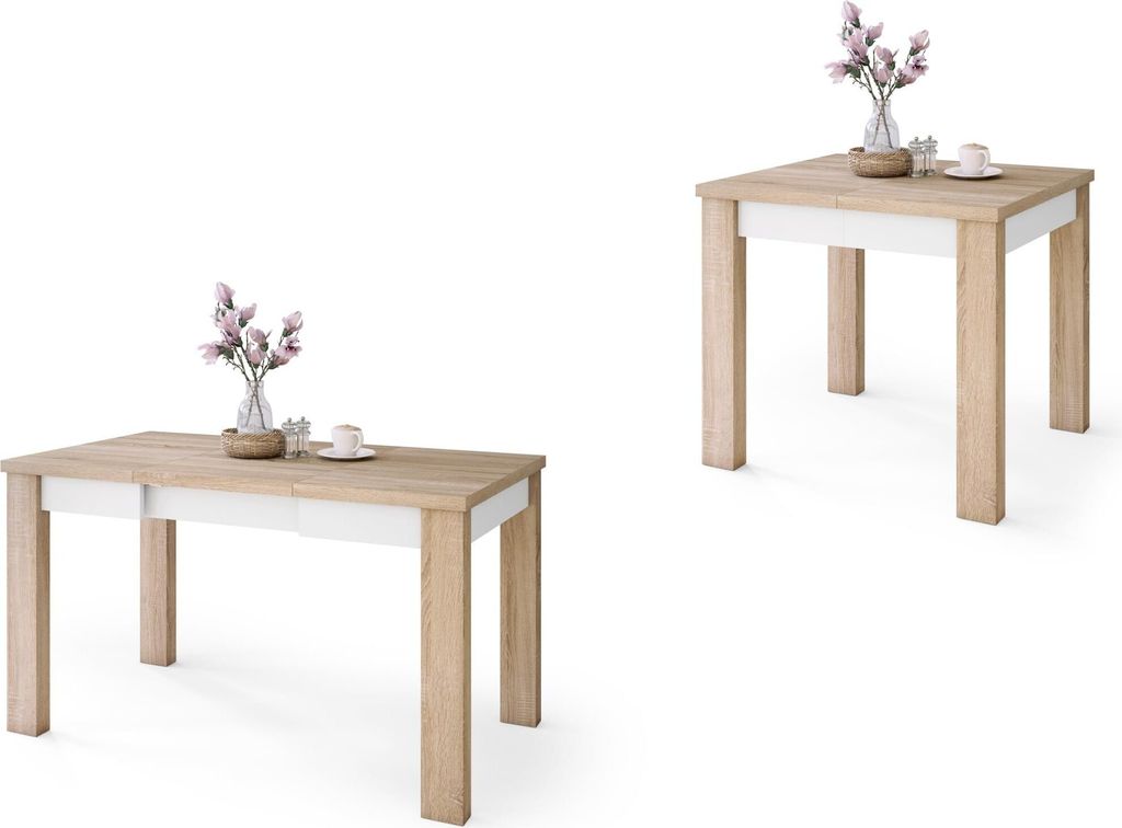 All4All Esstisch Faro , Wohnzimmertisch , mit Einlegeblatt , Esstisch in Holzoptik , Esszimmertisch , ausziehbar bis 130cm , 80x75cm , Sonoma Eiche...