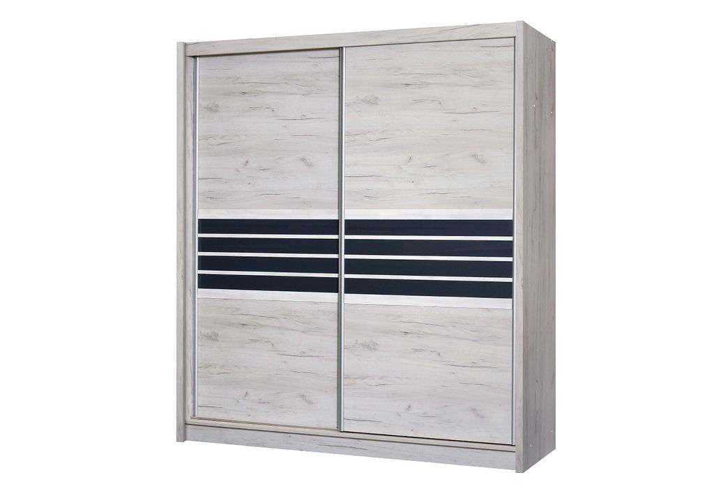 Kleiderschrank 203 DIONE mit Schiebetüren – Eiche handwerklich / Graphitglas