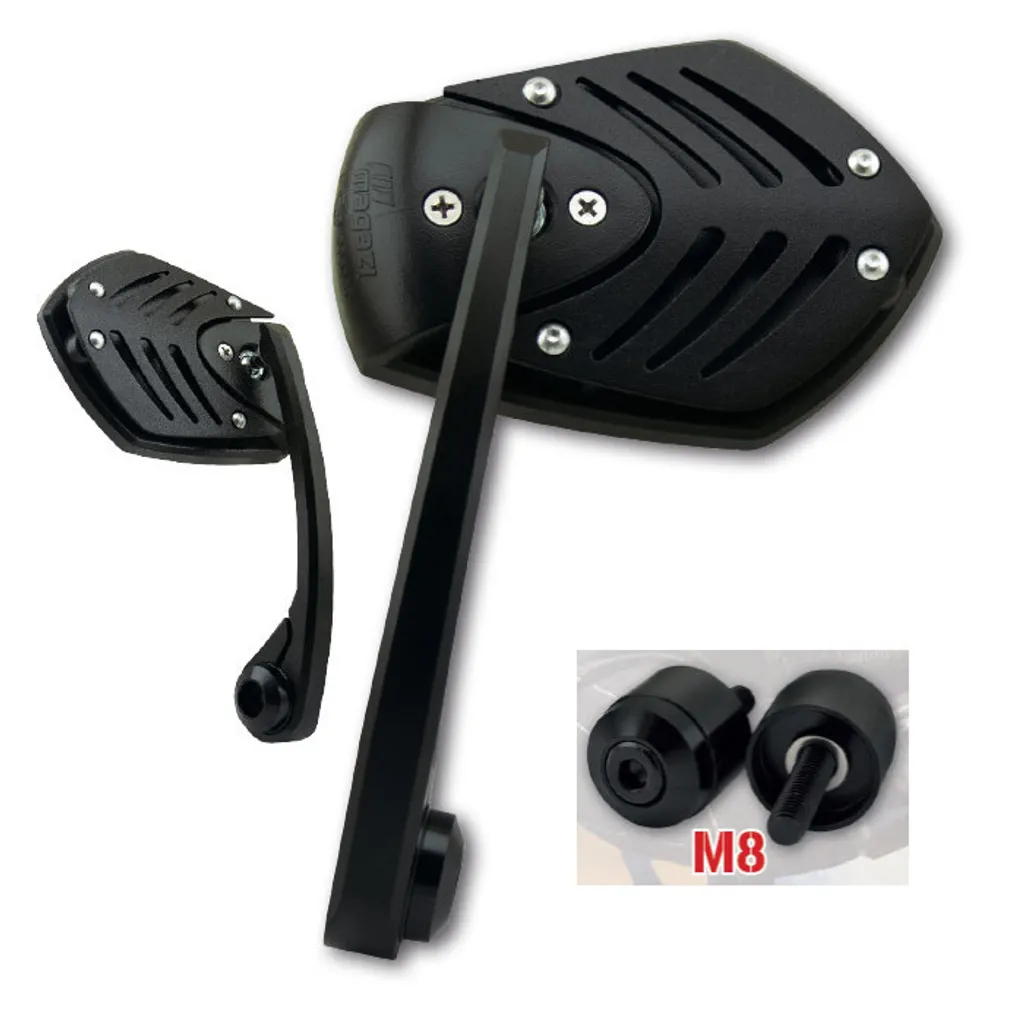 Rétroviseur embout de guidon Shield M8 en alu noir contre les angles morts