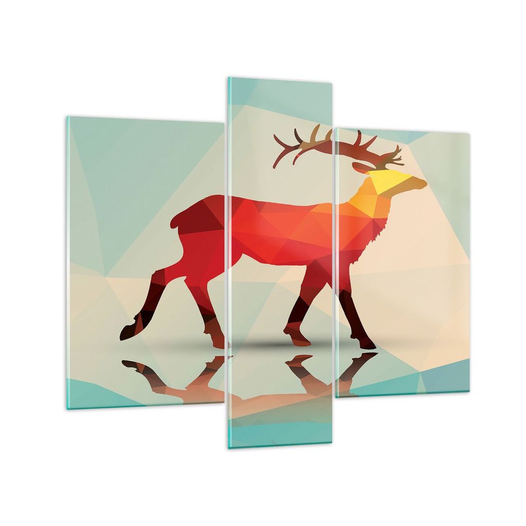 Bilder auf glas - Hirsch Illustration modern Grafik - 95x80cm - Glasbilder - Wandbilder - Kunstdruck - zum Aufhängen bereit - Wanddekoration aus G...