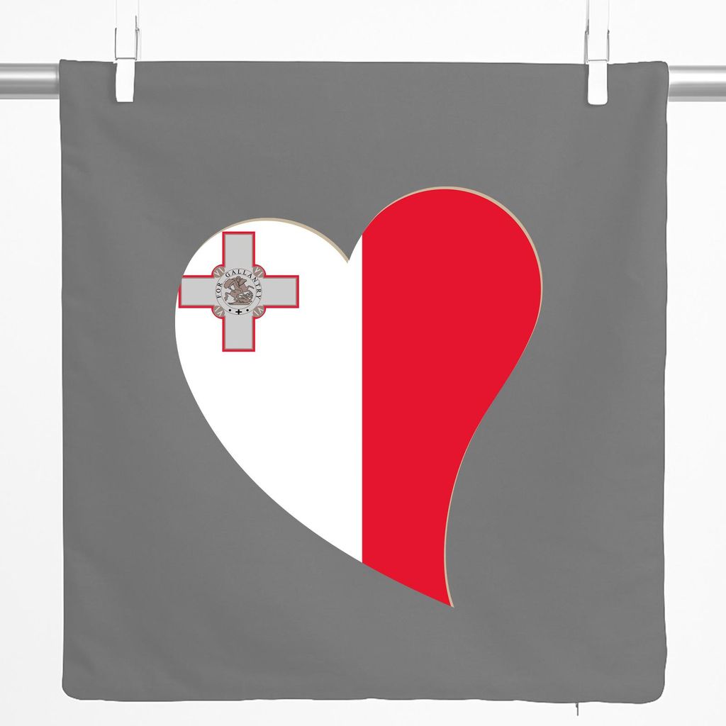Huuraa Kissenbezug Malta Flagge Herz 40x40cm Steel Grey Baumwolle Dekokissenbezug Geschenkidee