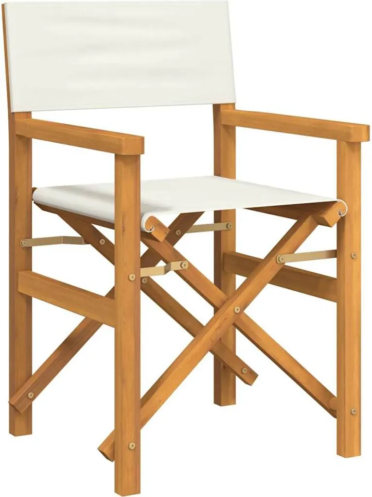 Chaise de Jardin Pliable Crème en Bois de Teck - Siège Extérieur Durable