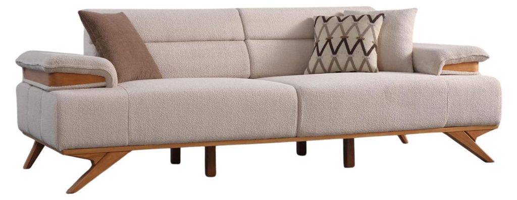 Villa Möbel Sofa Grande Farbe: Beige Stellvariante:3-Sitzer mit Relax-/Bettfunktion durch verstellbare Rückenlehne