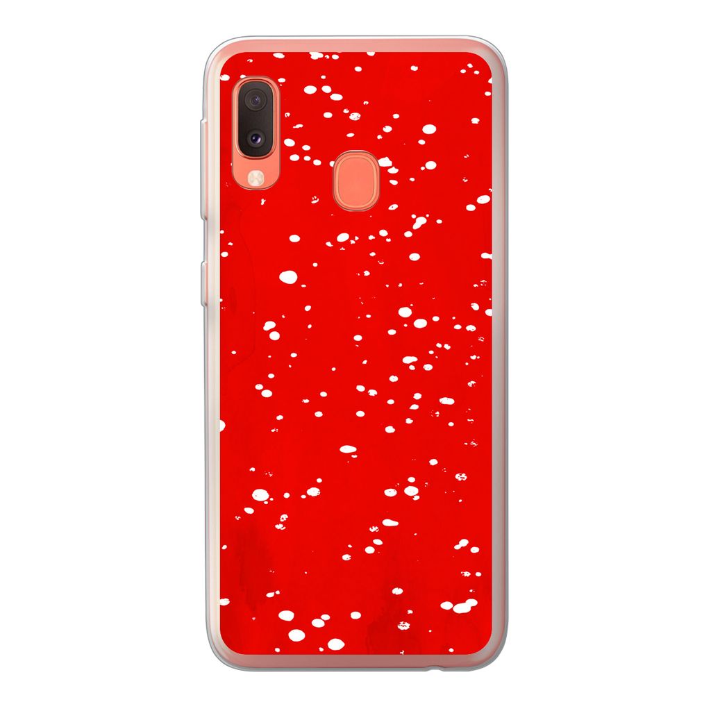MuchoWow Handyhülle Schutzhülle Hülle für Samsung Galaxy A20e Polka dots - Rot - Pilz Silikon Softcase Handy Hülle - Abdeckung