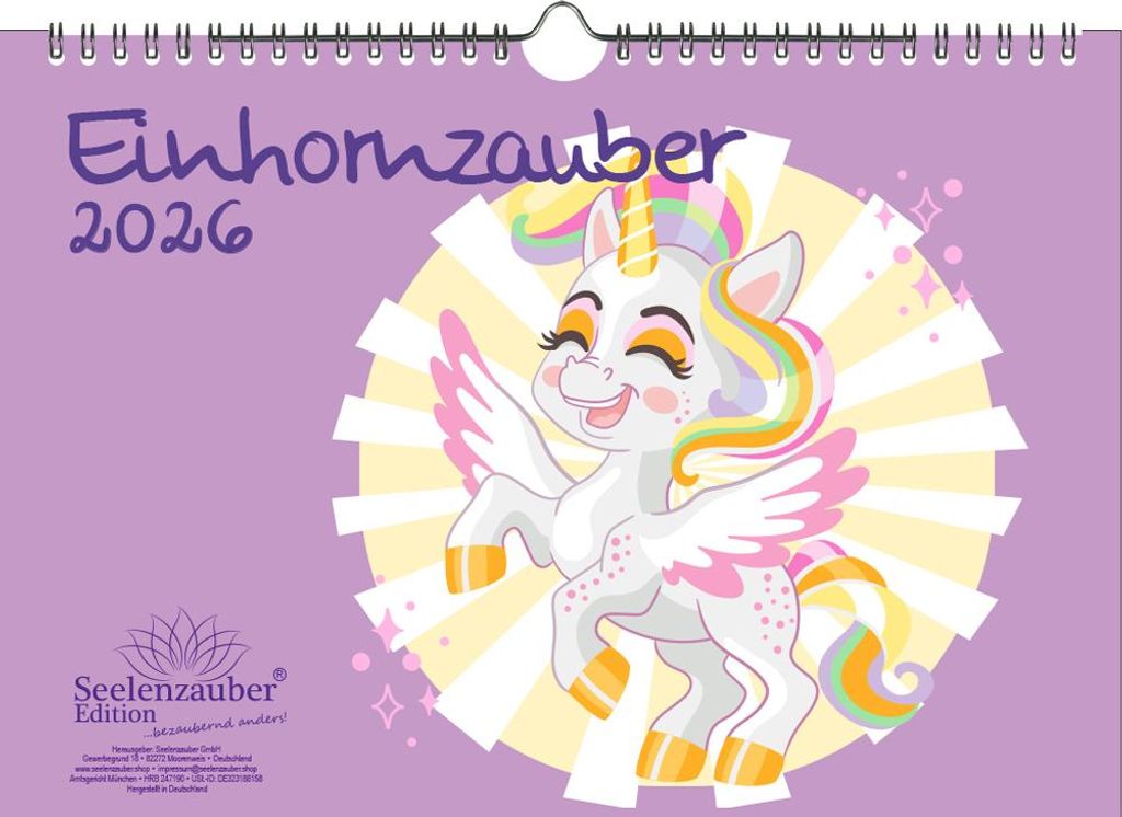 Einhornzauber DIN A4 Kalender für 2026 Dinosaurier - Seelenzauber