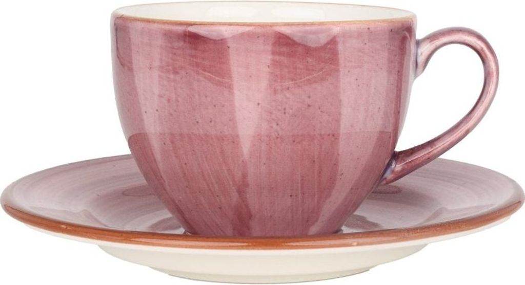 Bonna Aura Blackberry - Teetassen und Untertasse - 230 cc - Porcelain - 6er set