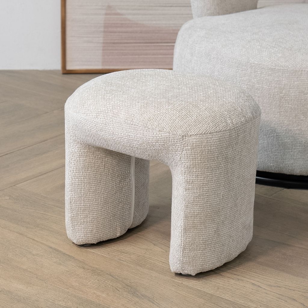Hocker Beige - Stoff - 47x42x42cm - Hocker Raven - Giga Meubel