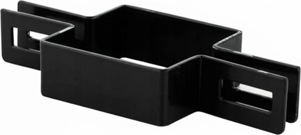 LogistSystem - Mittelschelle quadratisch 80x80mm für FI 5mm Draht - Schwarz - Zaunschelle für Zaunpfosten - Befestigung von Gitterstabmatten - Za...