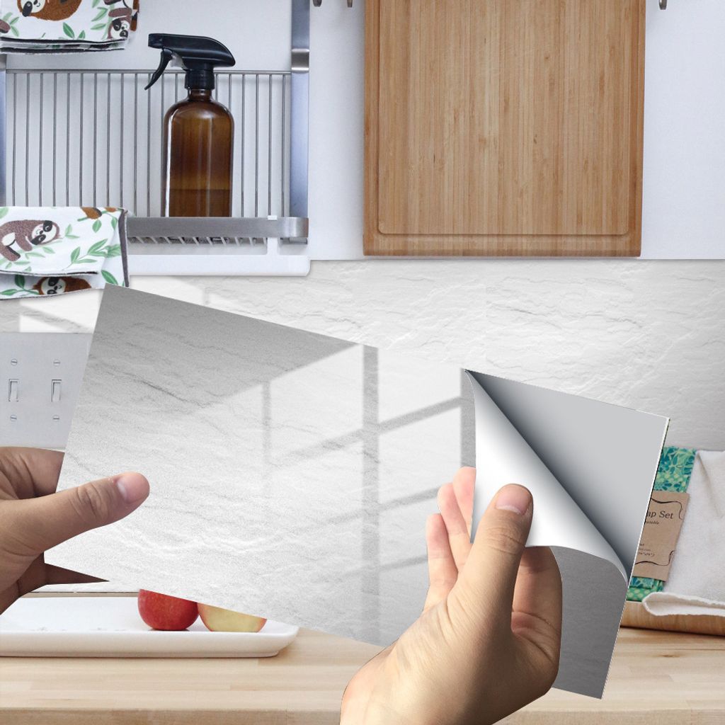 COOL-i Fliesenaufkleber 4 Stück 30×15cm für Küche, Bad, Dusche, Marmormuster Steinoptik