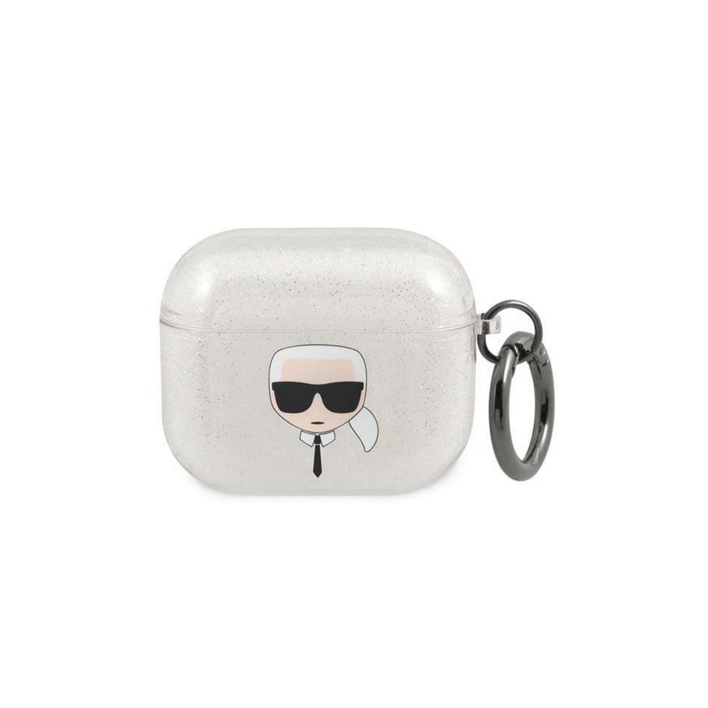 Karl Lagerfeld, Cover für Airpods 3 Glitter Chic aus TPU Hohe Qualität, Weiß