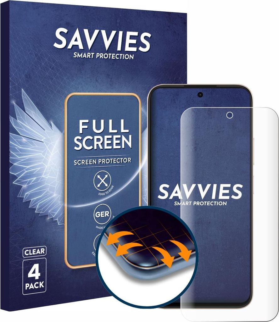 4x Savvies Fullscreen Schutzfolie für Oppo A6c Displayschutz Folie Fullcover Klar Transparent