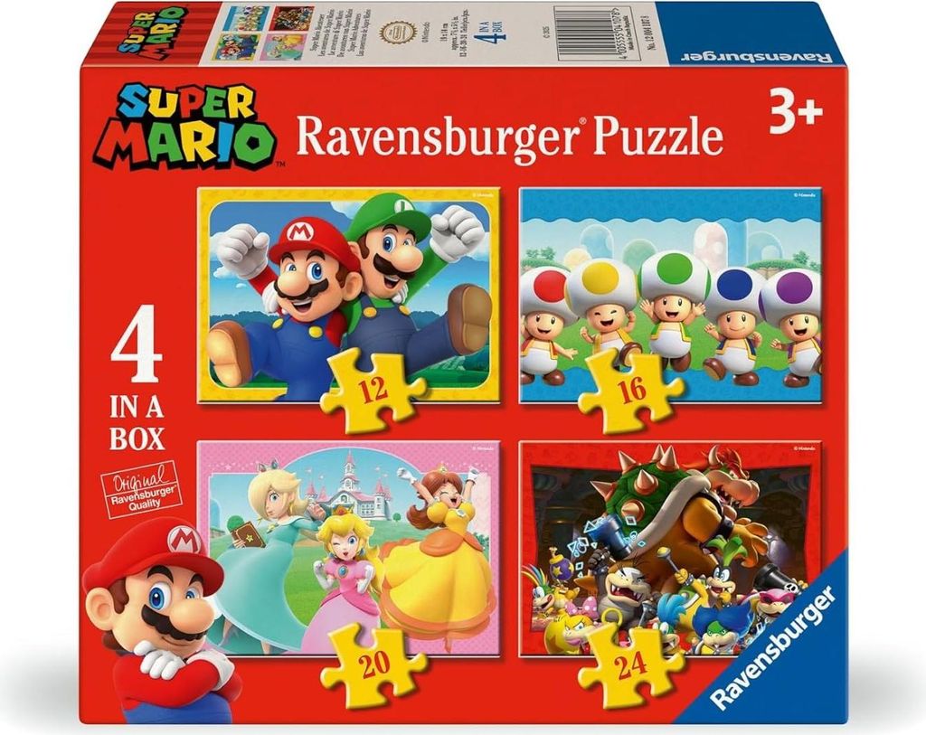 Ravensburger - Puzzle Super Mario Bros 12-24 szt. - Doskonała rozrywka dla rodziny