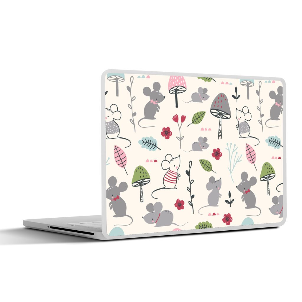 MuchoWow Laptop Aufkleber Sticker Cover Mäuse - Muster - Herbst - Pilz 30x21 cm - Sticker für Laptop - Selbstklebend